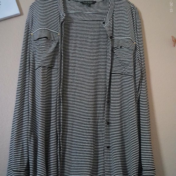 Black & White Striped Button Cardigan SZ XL by Lauren Ralph Lauren - Picture 1 of 8